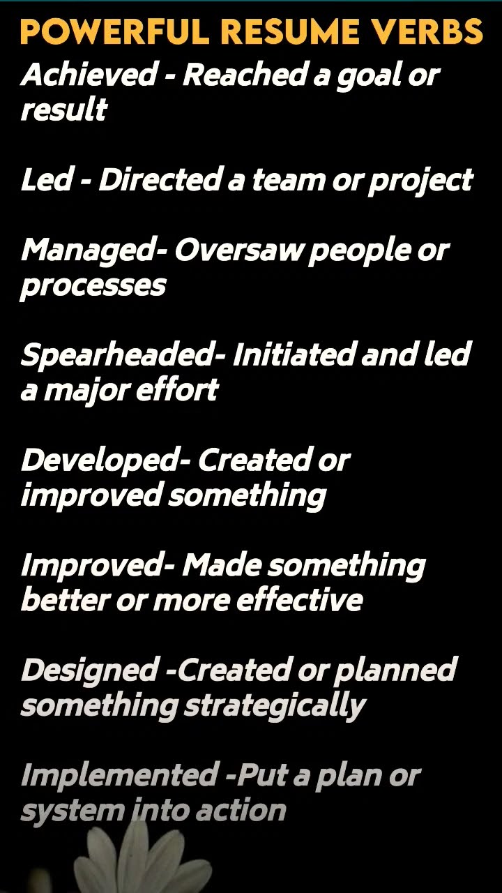 Powerful Resume Verbs YouTube - Oar2