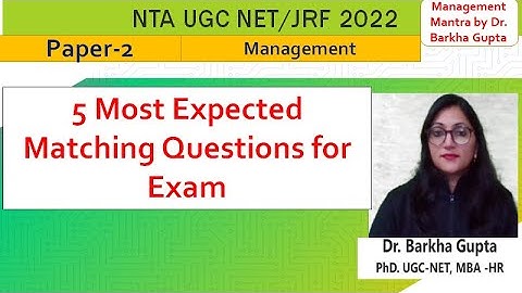 5 Most Expected Matching Question For exam/ Management/ NTA UGC NET / JRF 2022/ BY Barkha mam