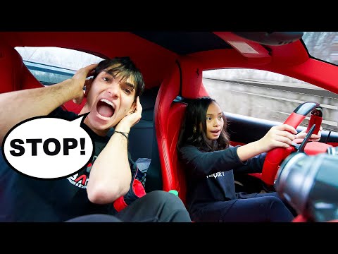WE LET OUR LITTLE SISTER DRIVE THE FERRARI FOR THE FIRST TIME!