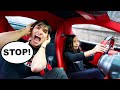 We let our little sister drive the ferrari for the first time