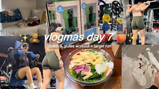 quads &amp; glutes workout + target run | vlogmas day 7 🧸✨