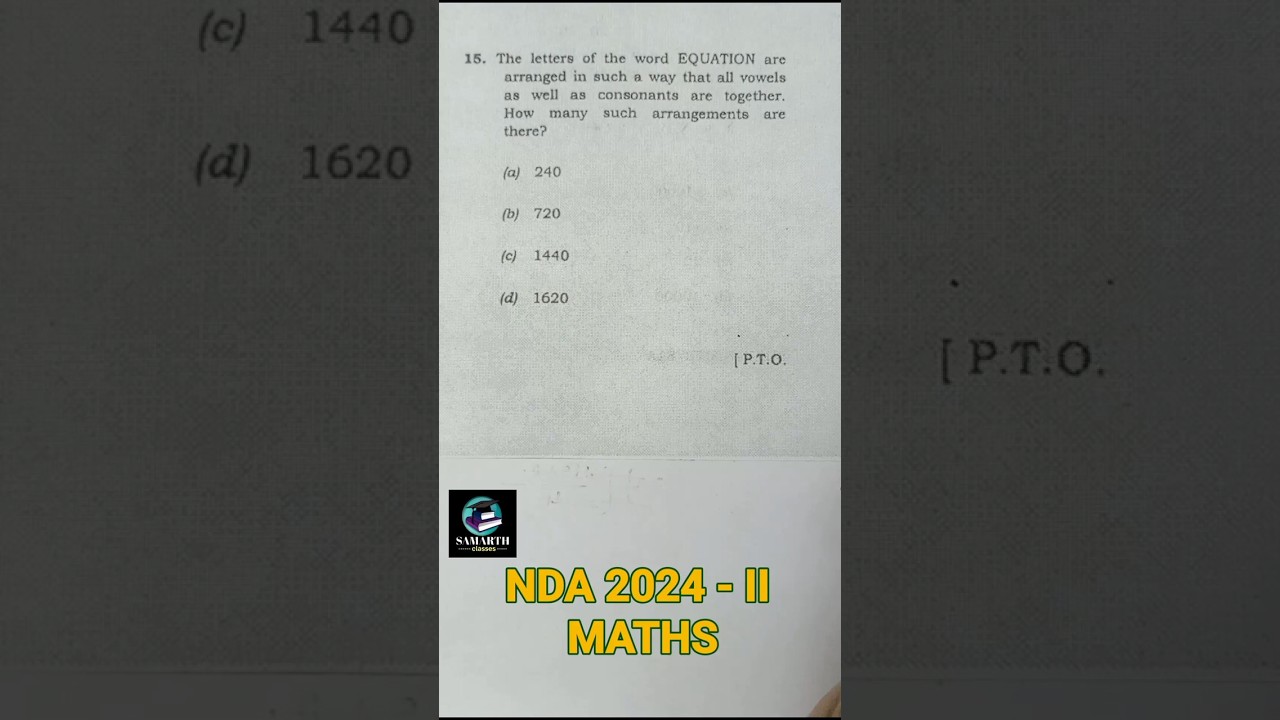 The letters of the word EQUATION are arranged in such a way that all vowels as well as consonants