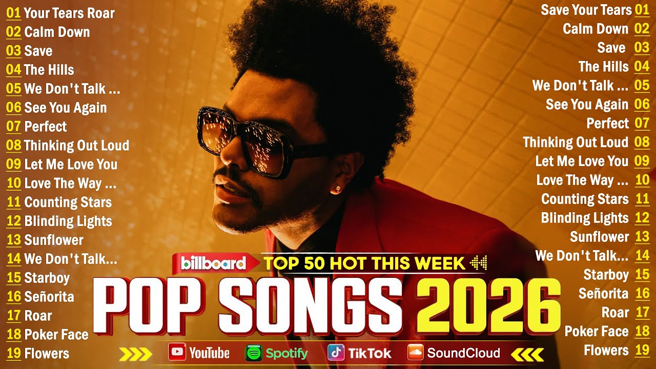 Dua Lipa, Ed Sheeran, Bruno Mars, Adele, Maroon 5, Rihanna, The Weeknd - Billboard Top 50 This Week