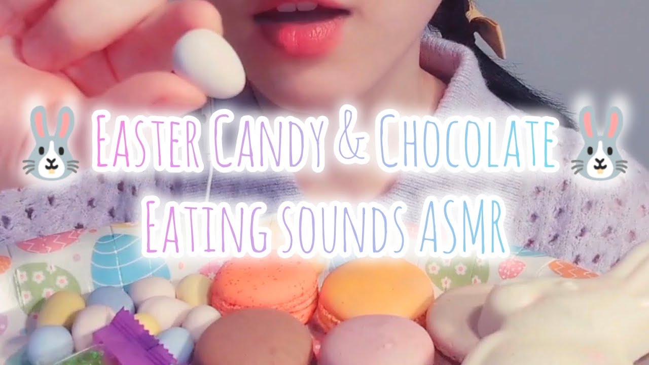 🎧 ASMR 🎧🐰Easter Candy Chocolate Macarons Gummies Eating Sound Mukbang ...