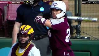 Texas A&M softball's Haley Lee hits 2 run double vs. Minnesota in Norman regional, 5/20/22