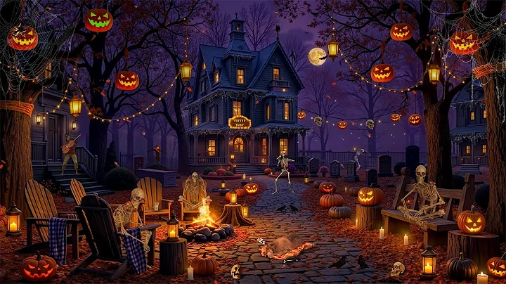 Haunted Coffeehouse Halloween Ambience🎃Best Spooky Halloween Jazz 2025 & Fireplace Crackle for Sleep