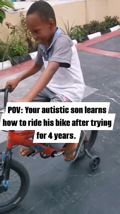 Chudi learns to ride his bike at 8 years old. Here, we never give up, until we get it right. #biker