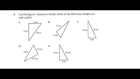 Use the pythagoras theorem to decide which of the following triangles are right angled or not.
