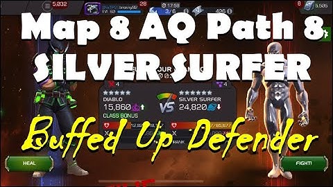 Silver Surfer with “Buffed Up Defender” on Path 8 of AQ Map 8 | Marvel Contest of Champions