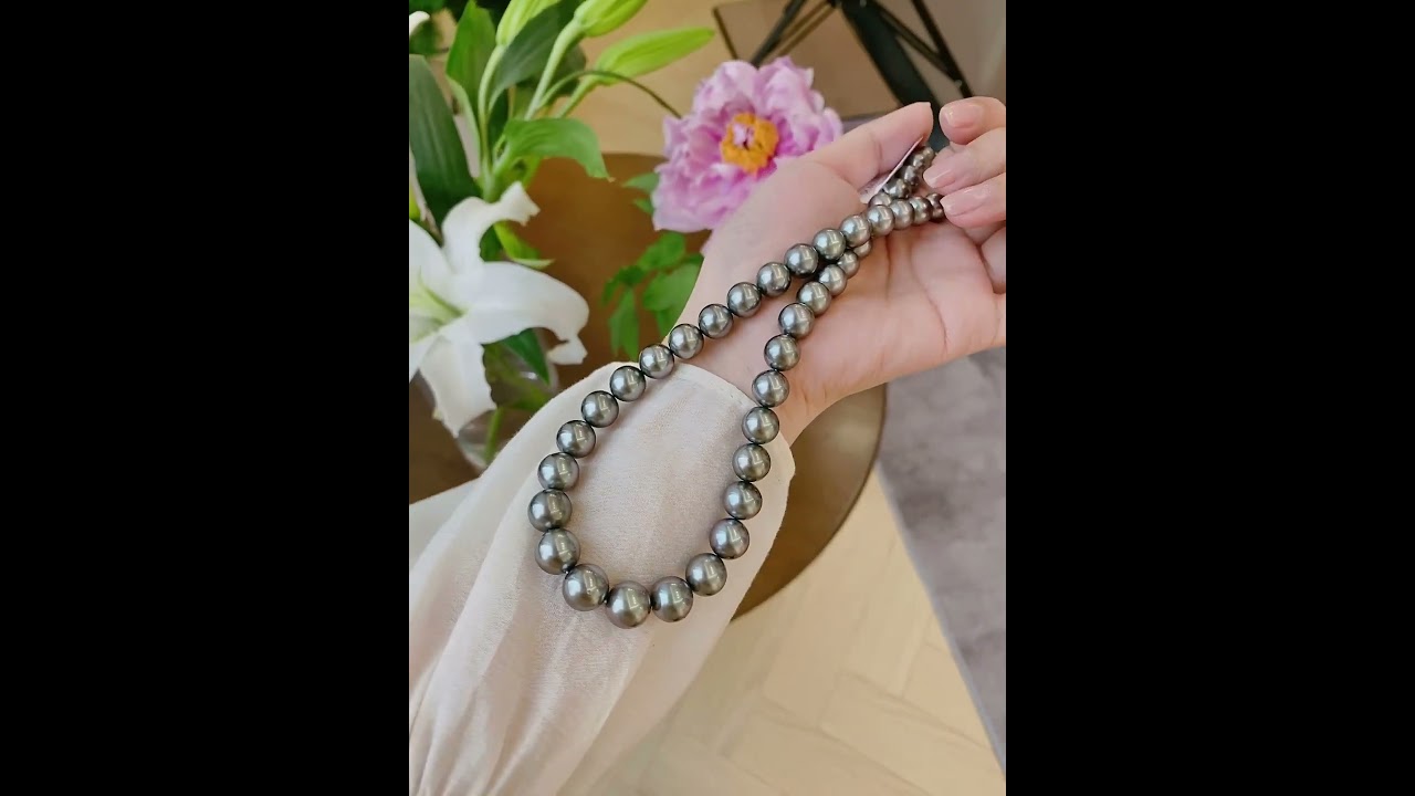 OCEAN BLUE | 8.1-10.9MM TAHITIAN PEARL STRAND. It’s super elegant color ~We can ship worldwide 🎁✈️
