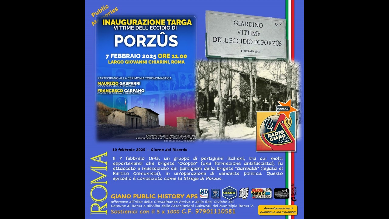Giardino vittime dell’eccidio di Porzûs | Inaugurazione targa