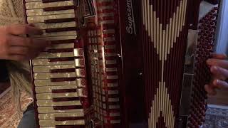 Suprema red piano accordion 41/120 concert tuned; Made in Italy screenshot 2