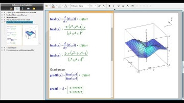 Funktioner af to variable - Partielle afledede og gradienten i Nspire