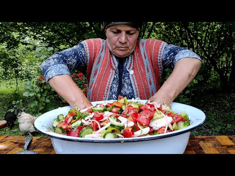 Qış Tədarükü-Öz Bostanımızın Tərəvəzlərdən Bol Vitaminli Salat, ASMR food