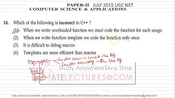 UGC NET June2015 II 13 | Cplus plus cpp