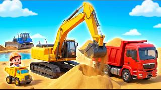 20 Construction Vehicles 🚜 | Learn Trucks & Machines | construction vehicle names and sound