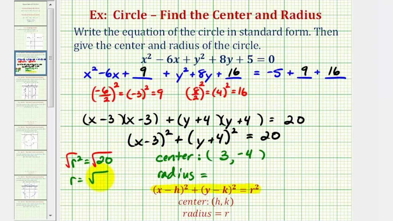 Ex 26: Write General Equation of a Circle in Standard Form