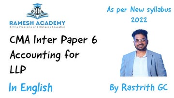 CMA Inter P6 Financial Accounting Accounting for LLP In English by Rastrith as per New Syllabus 2022