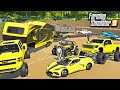 Millionaires go camping  mudding lamborghini  corvette  farming simulator 2019