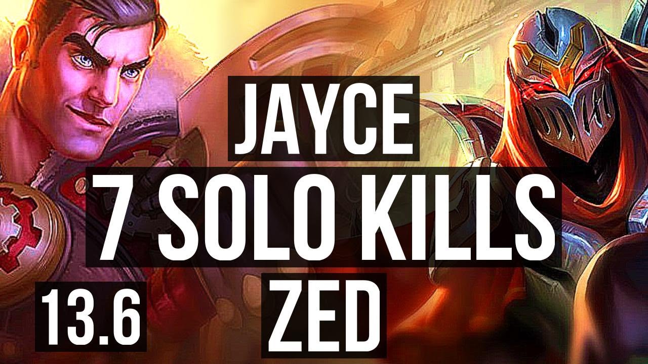 JAYCE vs ZED (TOP) | 68% winrate, 7 solo kills, 14/2/7, Godlike | KR Master | 13.6