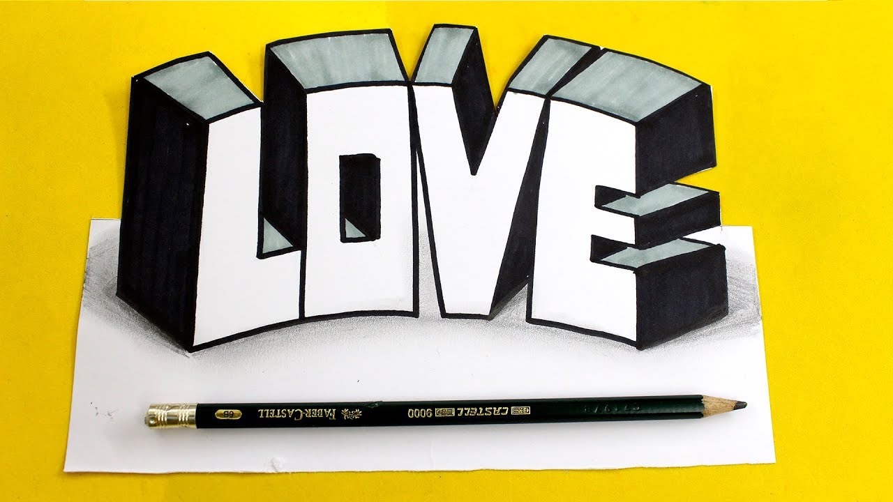 How to Draw 3D LOVE Letters Perspective - Como Dibujar Letras BONITAS en 3D  - Dibujos de Amor - YouTube