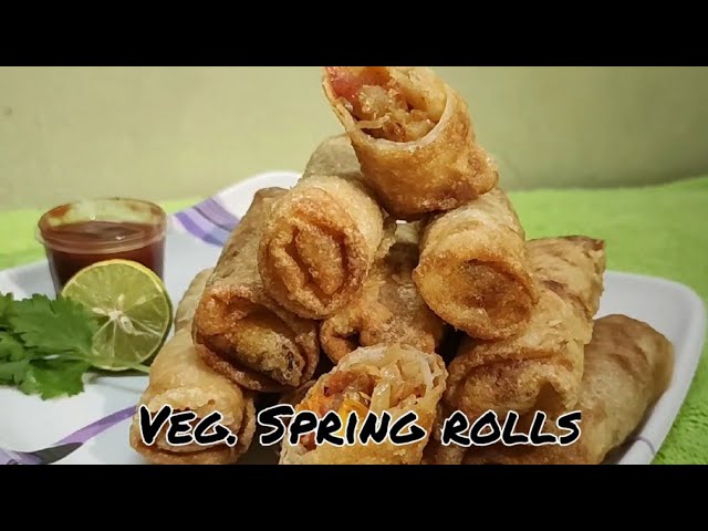 Crispy Veg Spring Rolls Recipe | Easy evening snack within 30 mins | Homemade Wraps | 9to9 recipes class=