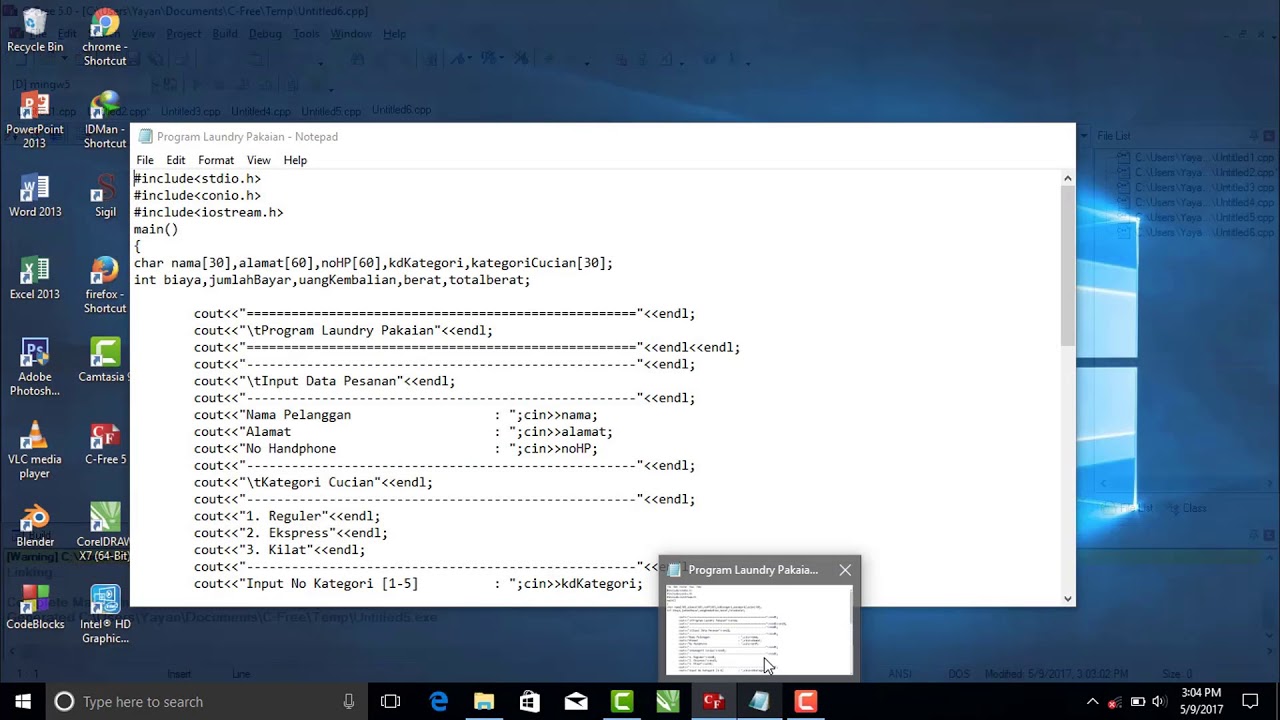 Cara membuat Program laundry pakaian // bahasa C++ dengan software C ...