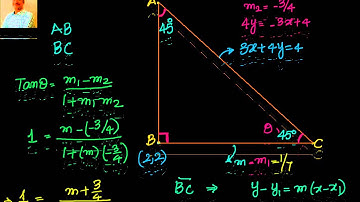 Coordinate Geometry: Straight lines: Equations of sides of a isosceles right triangle -Example