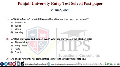Punjab University Admission Test Solved Past Paper 2023 | Past Papers Punjab University Entry Test