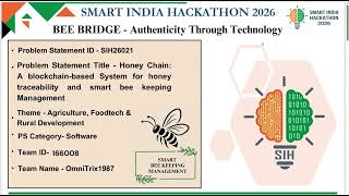Bee Bridge | SIH 2026-Problem ID:26021 | Honey Chain Blockchain&AI Based Honey Traceability Platform