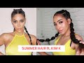 SUMMER SWEETHEART ☀️ RUBBER BAND (no-braid) HAIRSTYLE TUTORIAL for curly hair ft. Kim Kardashian