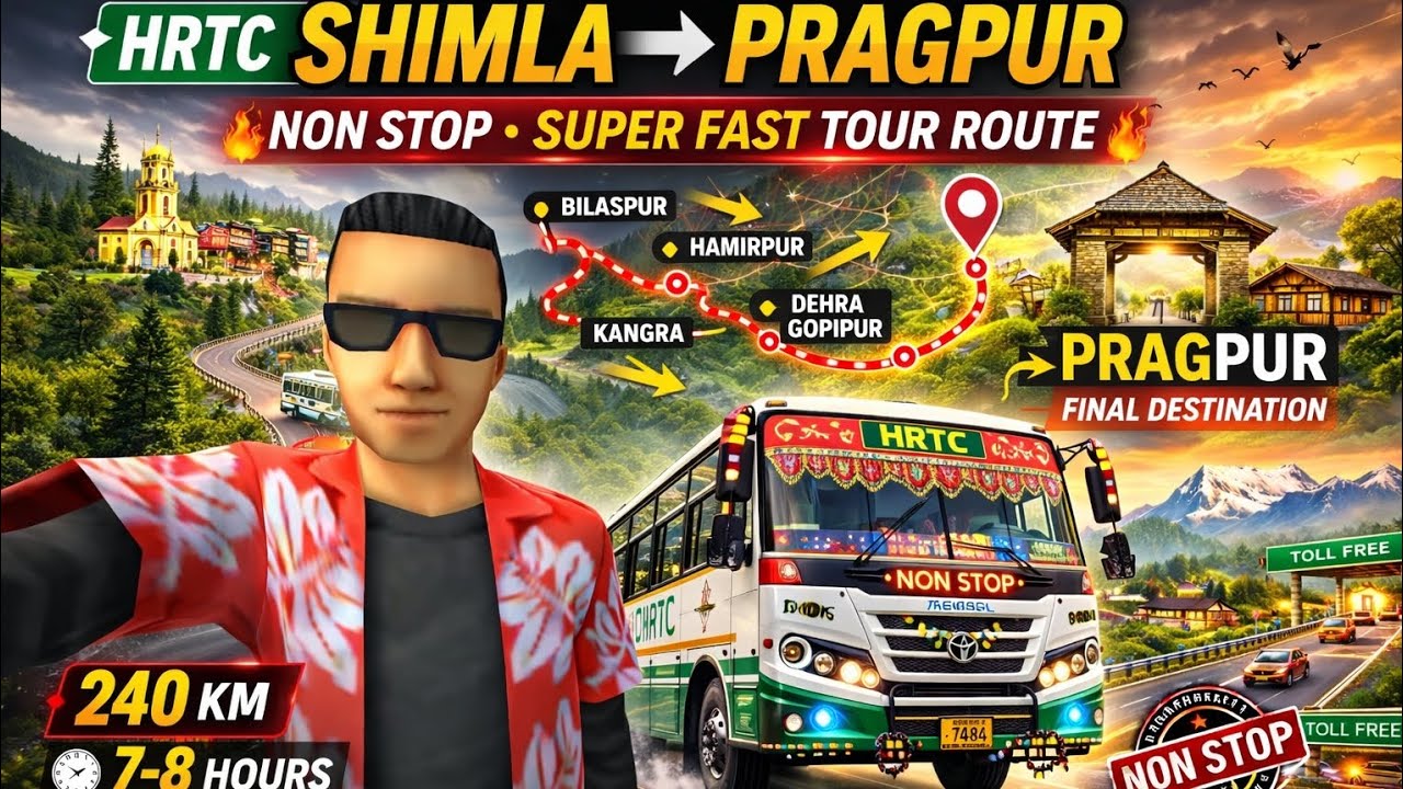 🔥 HRTC Shimla ➜ Pragpur | NON-STOP 🚀 SUPER FAST TOUR ROUTE 🚌💨 🔥