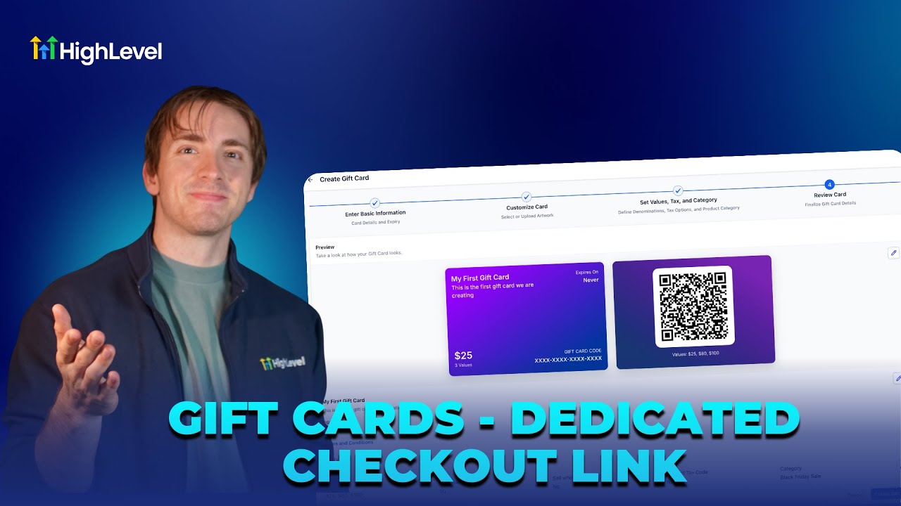 Продажа подарочных карт с помощью ссылки HighLevel Checkout