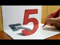 How to Draw Number 5 3D Trick Art 3D Drawing