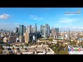 Canary Wharf Docklands London&#39;s Business District Aerial Drone View