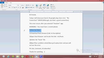 "No Connection".Google Play Store ERROR Fix.(Freedom error)
