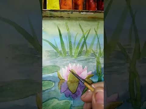 Лотос акварель. Быстрый этюд. Lotus watercolor. A quick sketch.