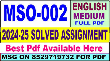MSO 002 solved assignment 2024-25 || mso 002 solved assignment 2025 in English || ignou mso2 2025