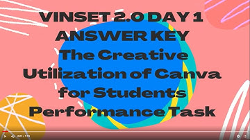 VINSET 2.0 DAY 1 ANSWER KEY The Creative Utilization of Canva for Students Performance Task Quiz