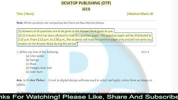 Nios Desktop Publishing DP (613) Solved Question Paper | April/May 2024 Exam Class10 Question Answer