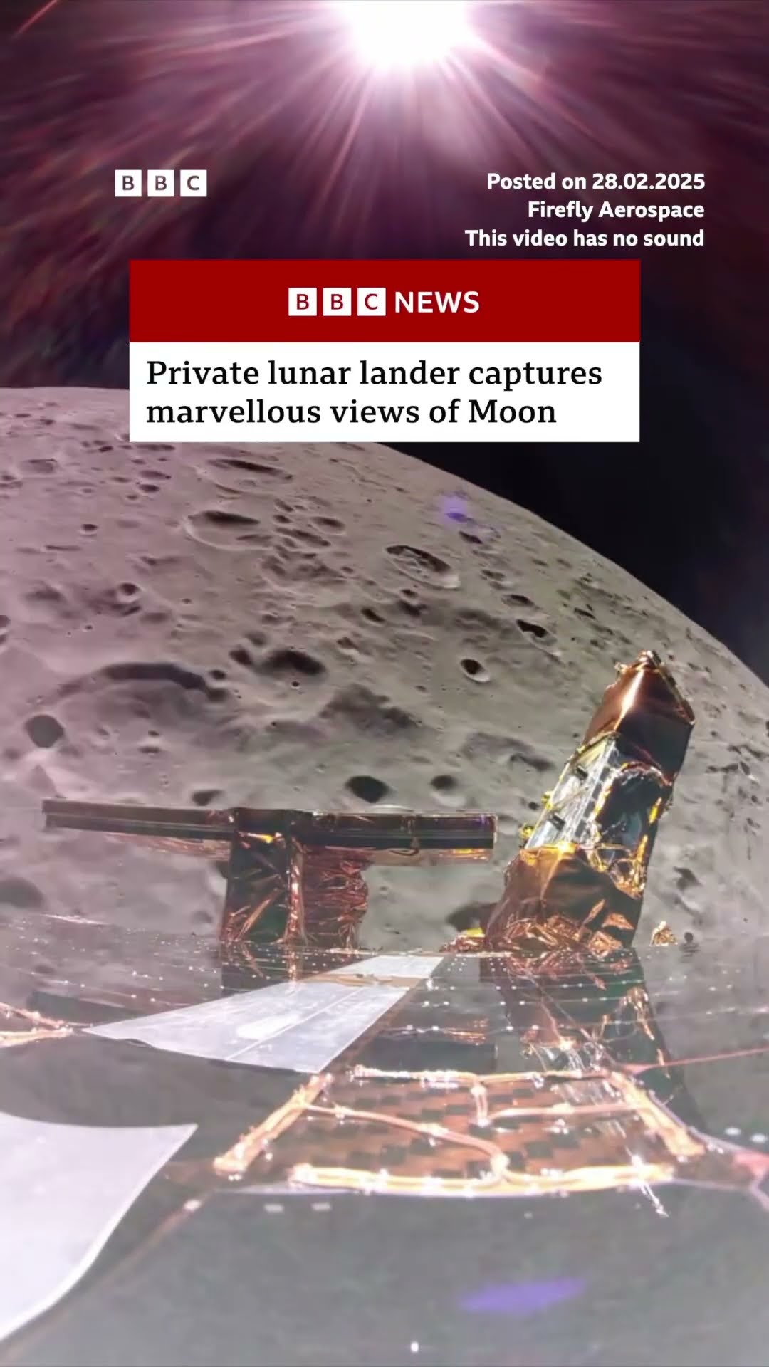 Private lunar lander captures marvellous views of Moon. #LunarLander #BBCNews