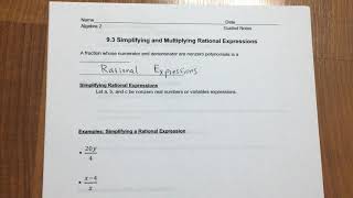 4/29 Algebra 2 notes