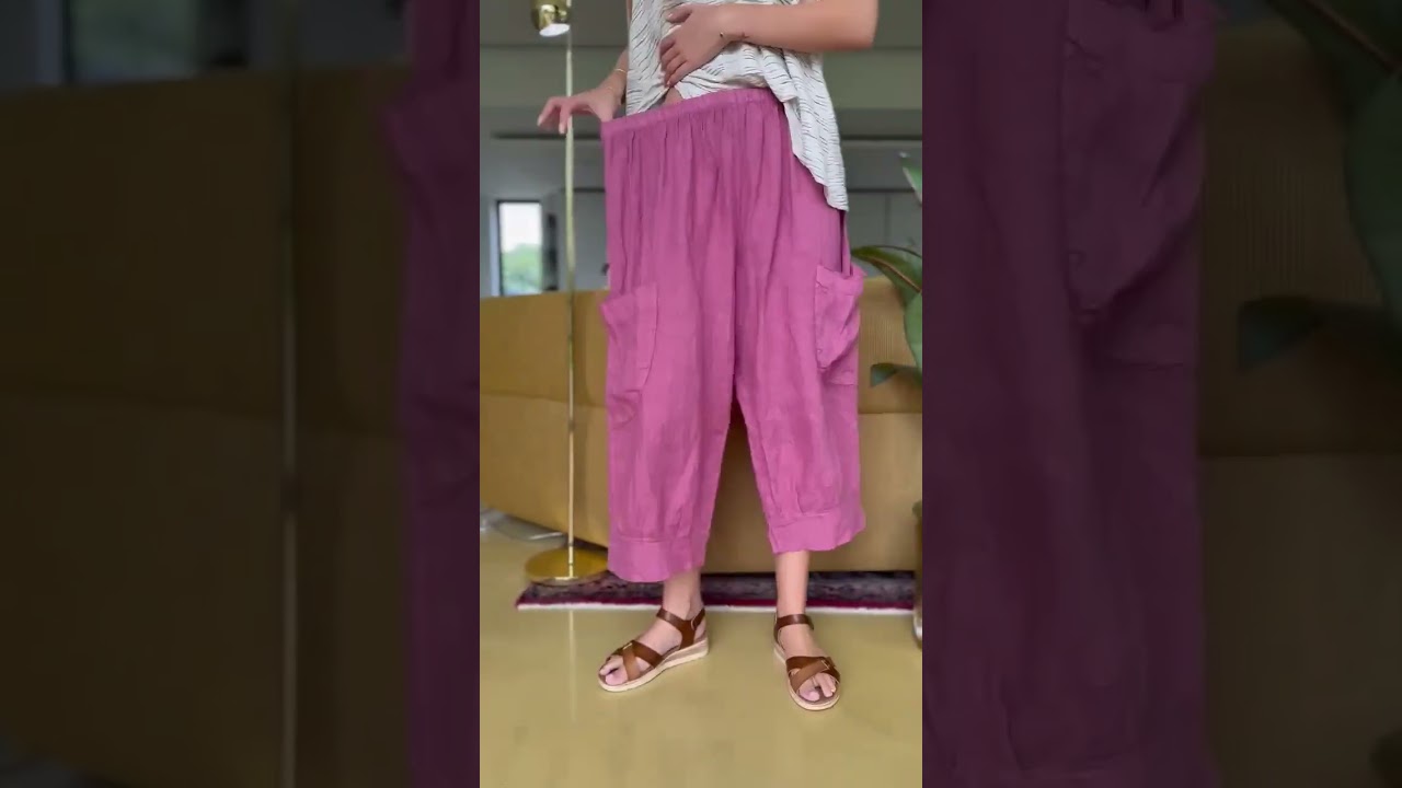 Made in Italy Pure Linen Classic 78 Pull On Pant Plum