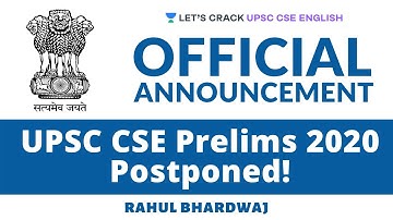 UPSC CSE Prelims 2020 Postponed! | Official Announcement | Crack UPSC CSE English/IAS