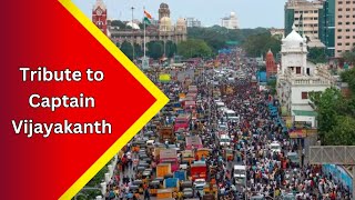 People Gather In Chennai To Pay Tribute To Dmdk Chief & Captain Vijayakanth,On His Death Anniversary