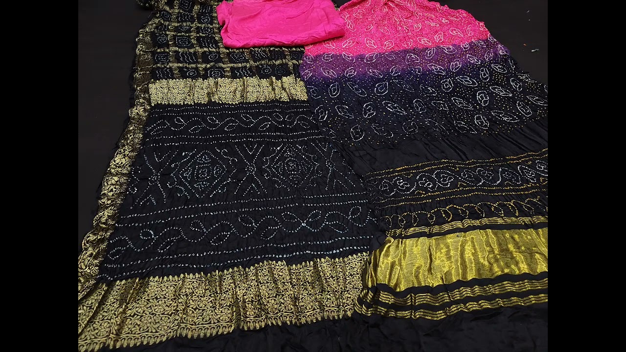 pure gaji silk bandhani dress material 