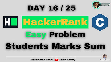 Students Marks Sum | HackerRank | Tasin Coder | #hackerrank #day16