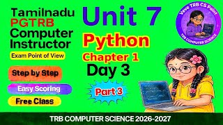 Full 🔥Day3 Python(tamil)Chapter1 PG TRB CS Computerscience #pgtrb #trb#trbcs #trbexam #mcq #freeclass #cs Guide