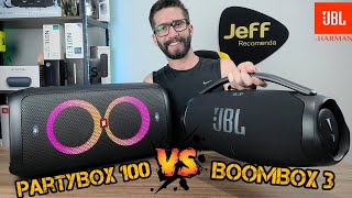 JBL BOOMBOX 3 Vs JBL PARTYBOX 100 160W: Qual é a melhor Caixa de som? Qual a melhor opção? (Duelo)