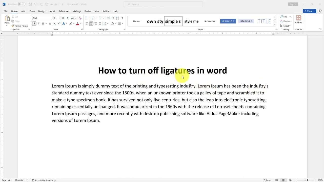 How to turn off ligatures in word YouTube